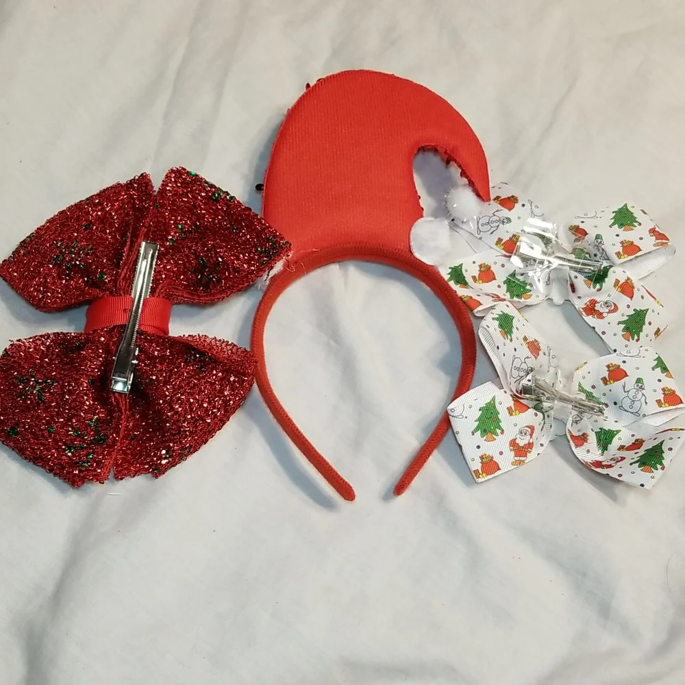 HOLIDAY GLAM BLING FASCINATOR AND BOWS LOT OF 4